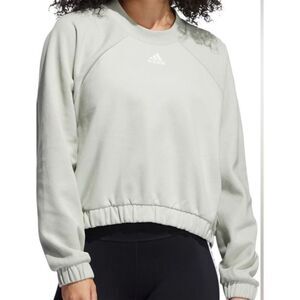 Adidas Women's Cropped Sweatshirt Green Crew Neck Size Medium